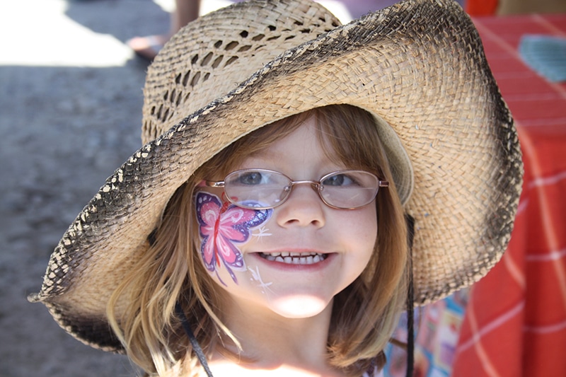 girl with face painting at hopcott farms